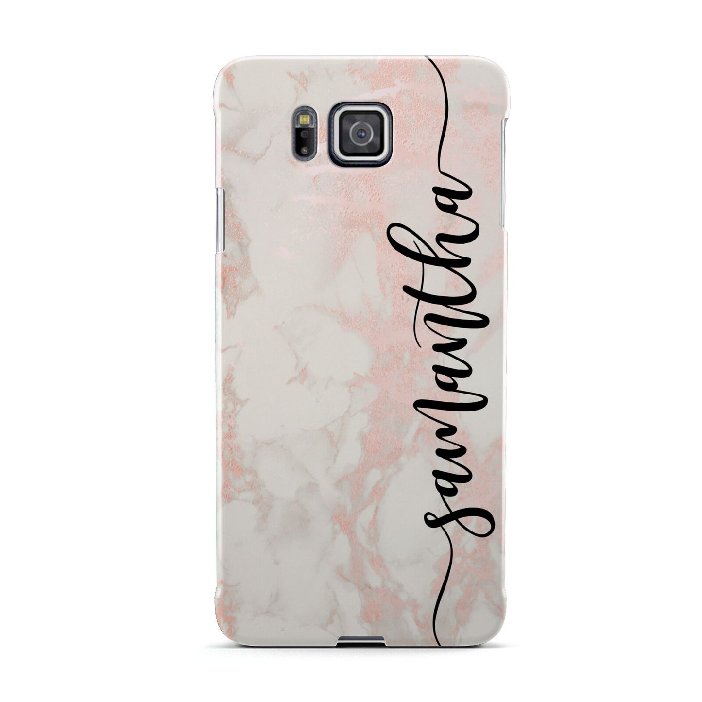 Pink Marble Vertical Black Personalised Name Samsung Galaxy Alpha Case