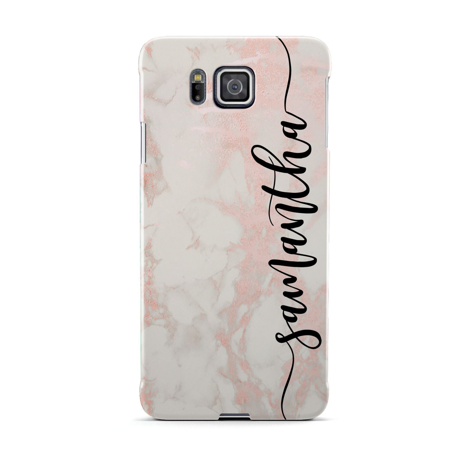 Pink Marble Vertical Black Personalised Name Samsung Galaxy Alpha Case