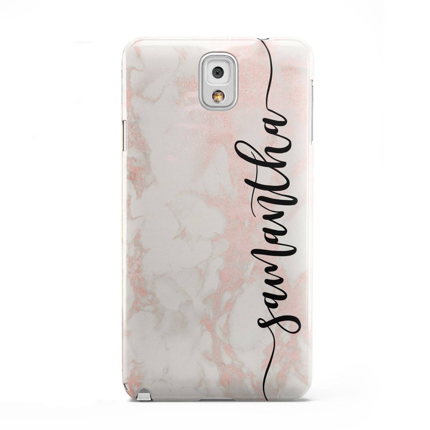 Pink Marble Vertical Black Personalised Name Samsung Galaxy Note 3 Case