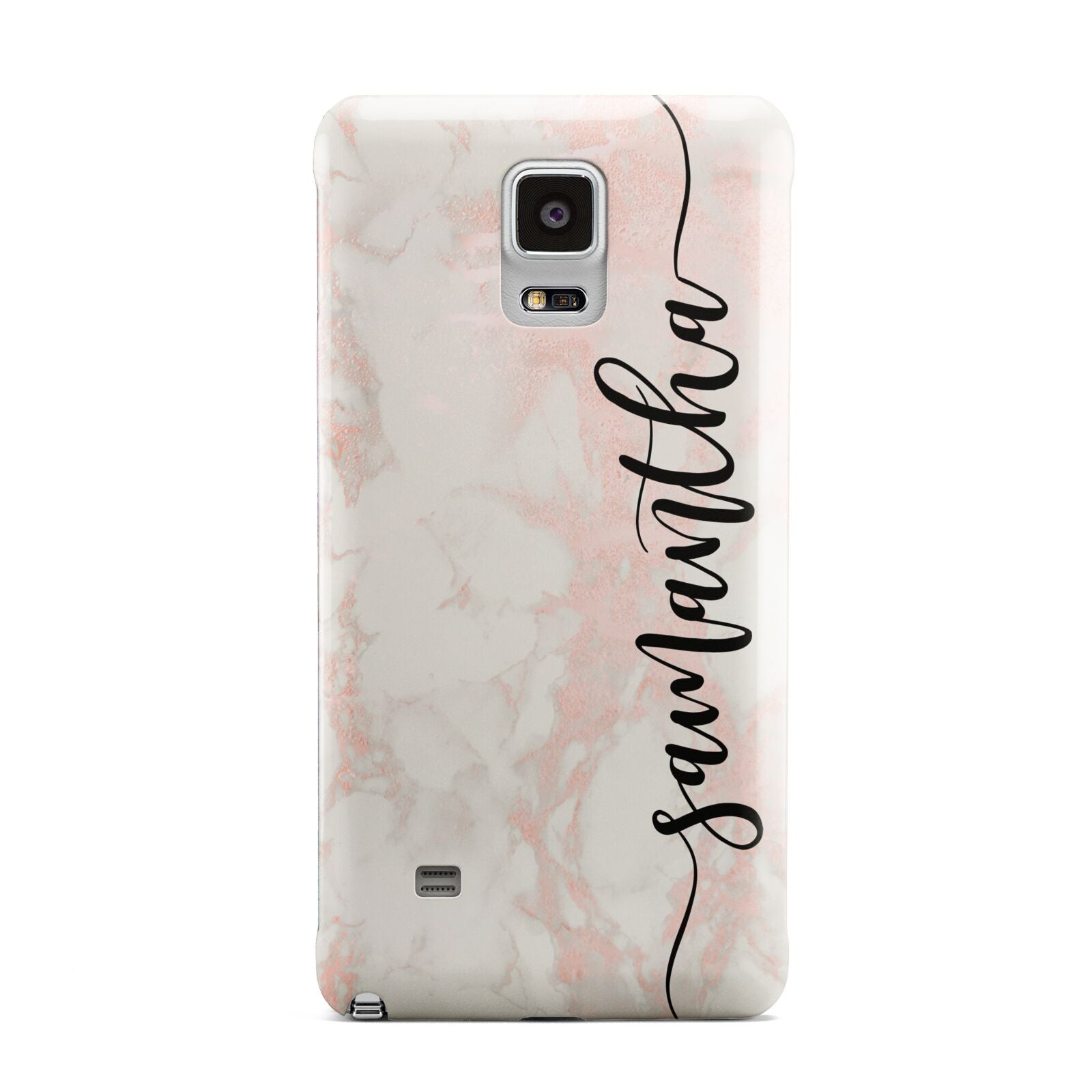 Pink Marble Vertical Black Personalised Name Samsung Galaxy Note 4 Case