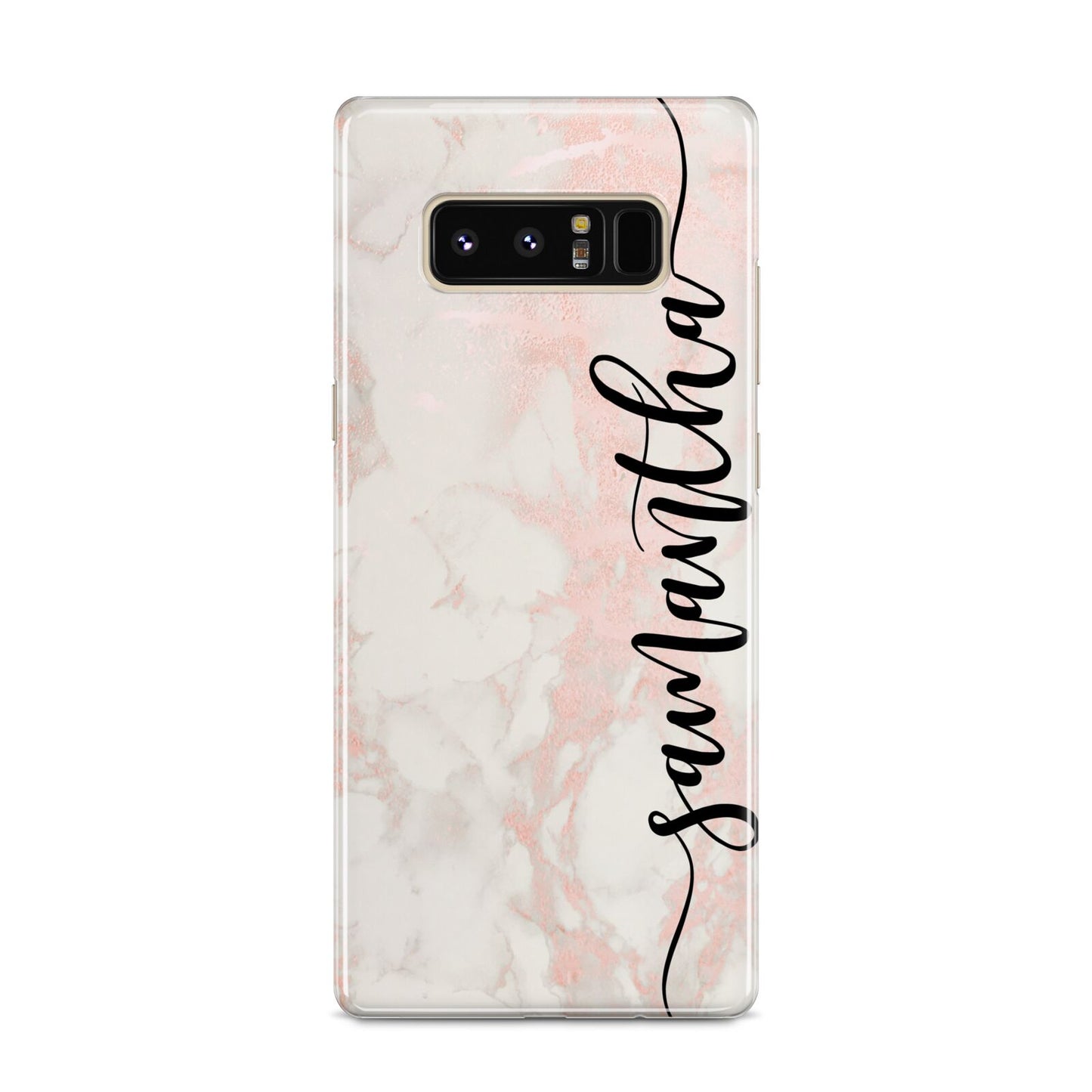 Pink Marble Vertical Black Personalised Name Samsung Galaxy S8 Case