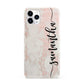 Pink Marble Vertical Black Personalised Name iPhone 11 Pro 3D Snap Case