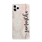 Pink Marble Vertical Black Personalised Name iPhone 11 Pro Max 3D Snap Case