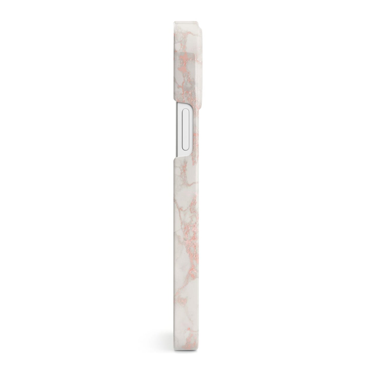 Pink Marble Vertical Black Personalised Name iPhone 13 Mini Side Image 3D Snap Case