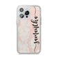 Pink Marble Vertical Black Personalised Name iPhone 14 Pro Max Glitter Tough Case Silver