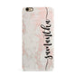 Pink Marble Vertical Black Personalised Name iPhone 6 Plus 3D Snap Case on Gold Phone