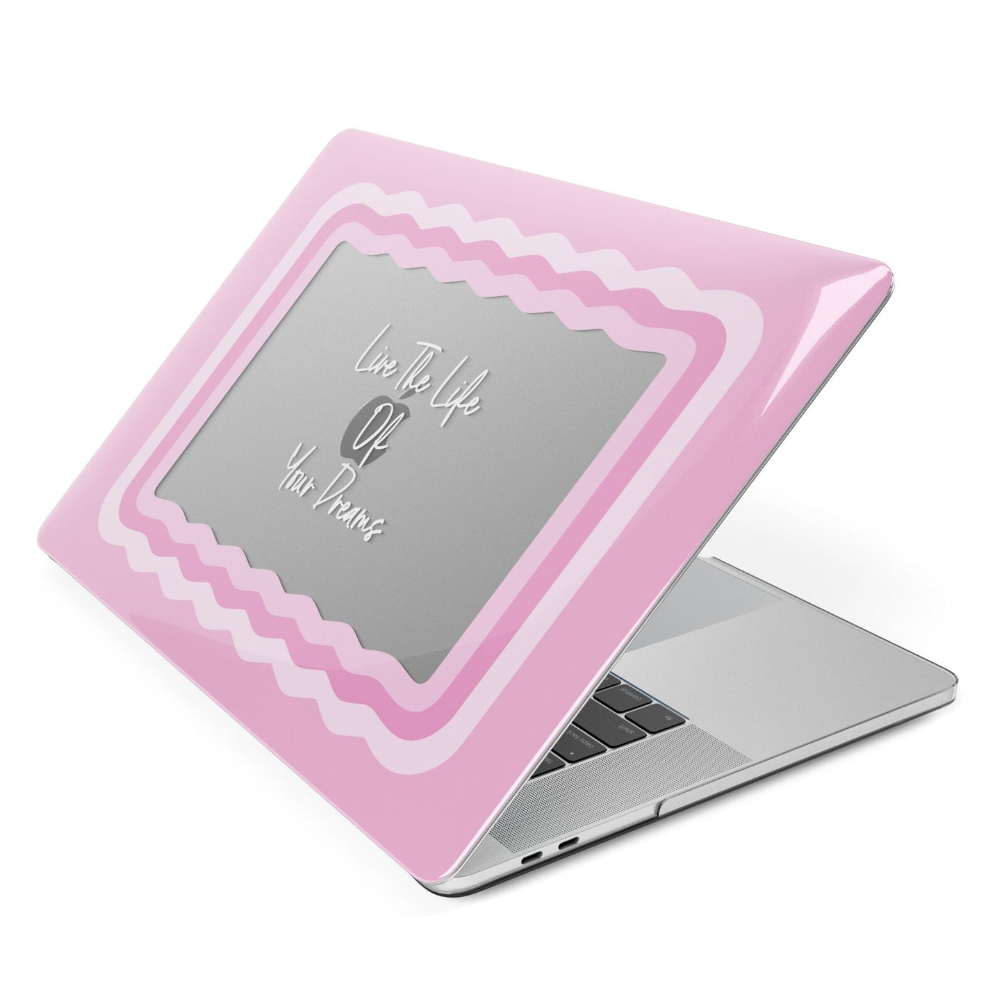 Pink Mirror Quote Apple MacBook Case Side View