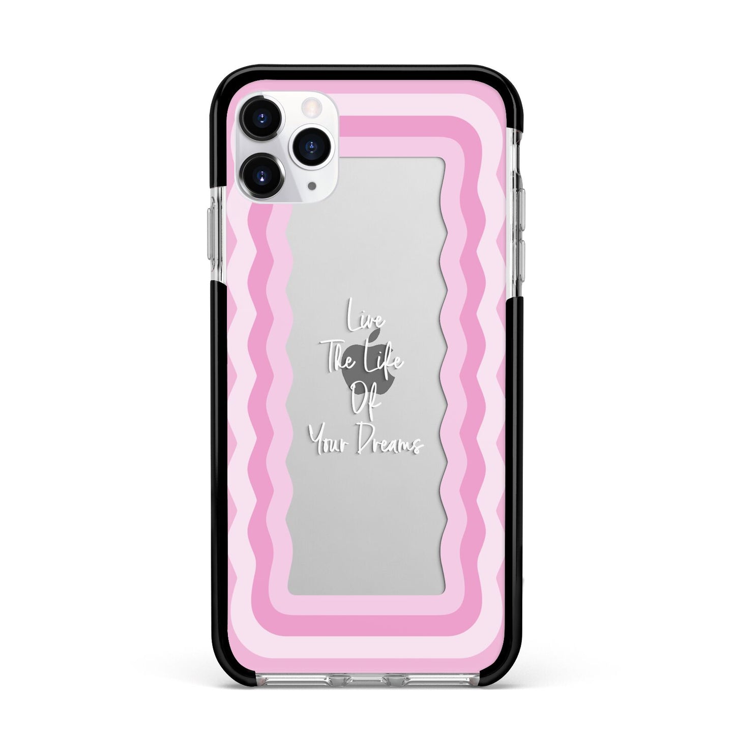 Pink Mirror Quote Apple iPhone 11 Pro Max in Silver with Black Impact Case