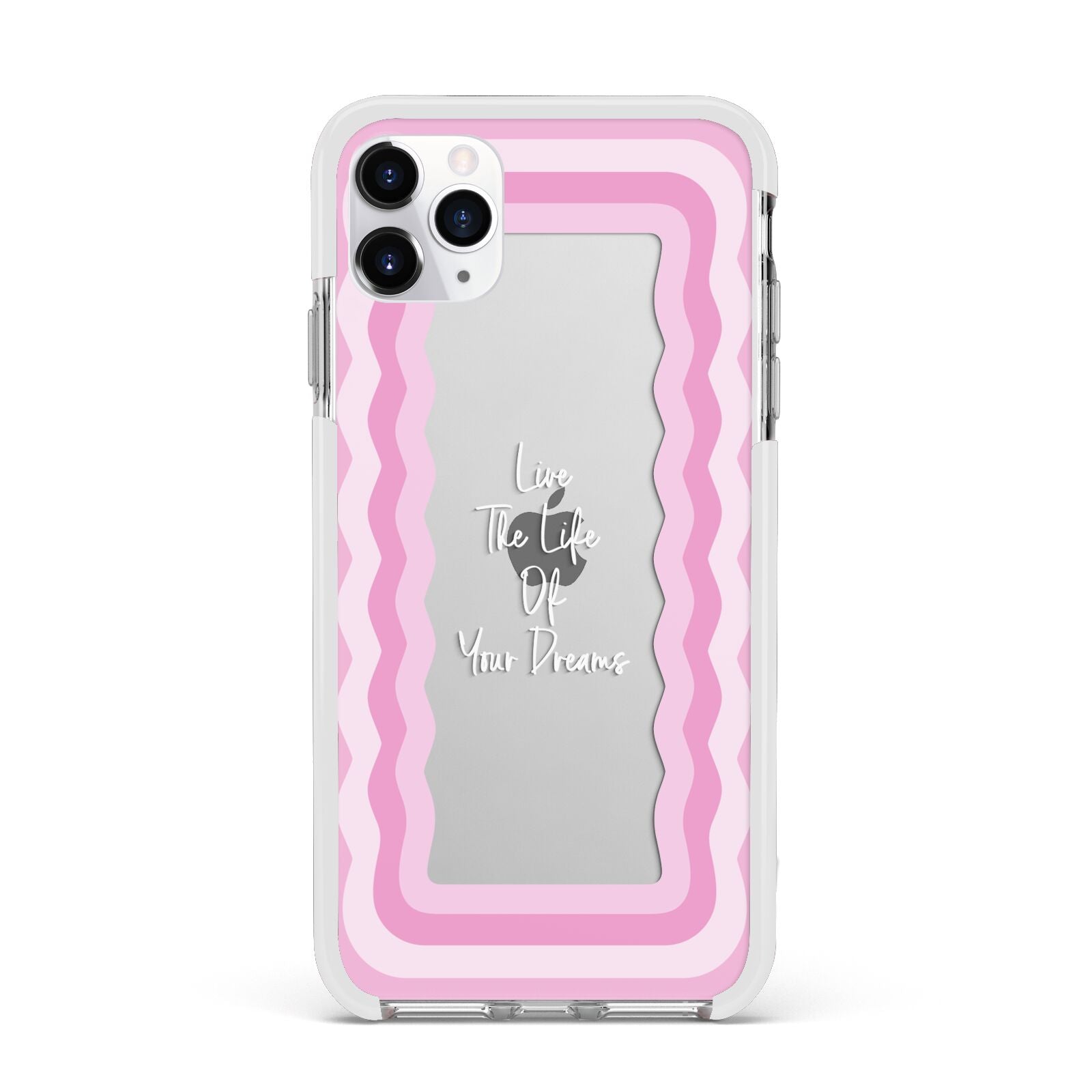 Pink Mirror Quote Apple iPhone 11 Pro Max in Silver with White Impact Case