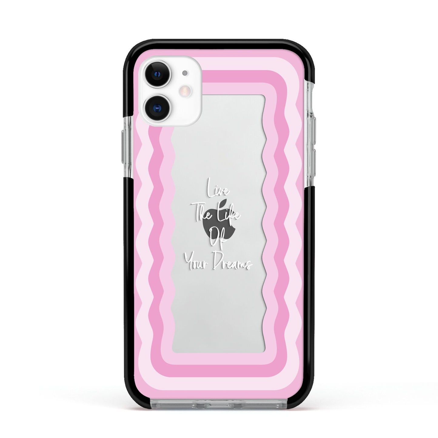 Pink Mirror Quote Apple iPhone 11 in White with Black Impact Case