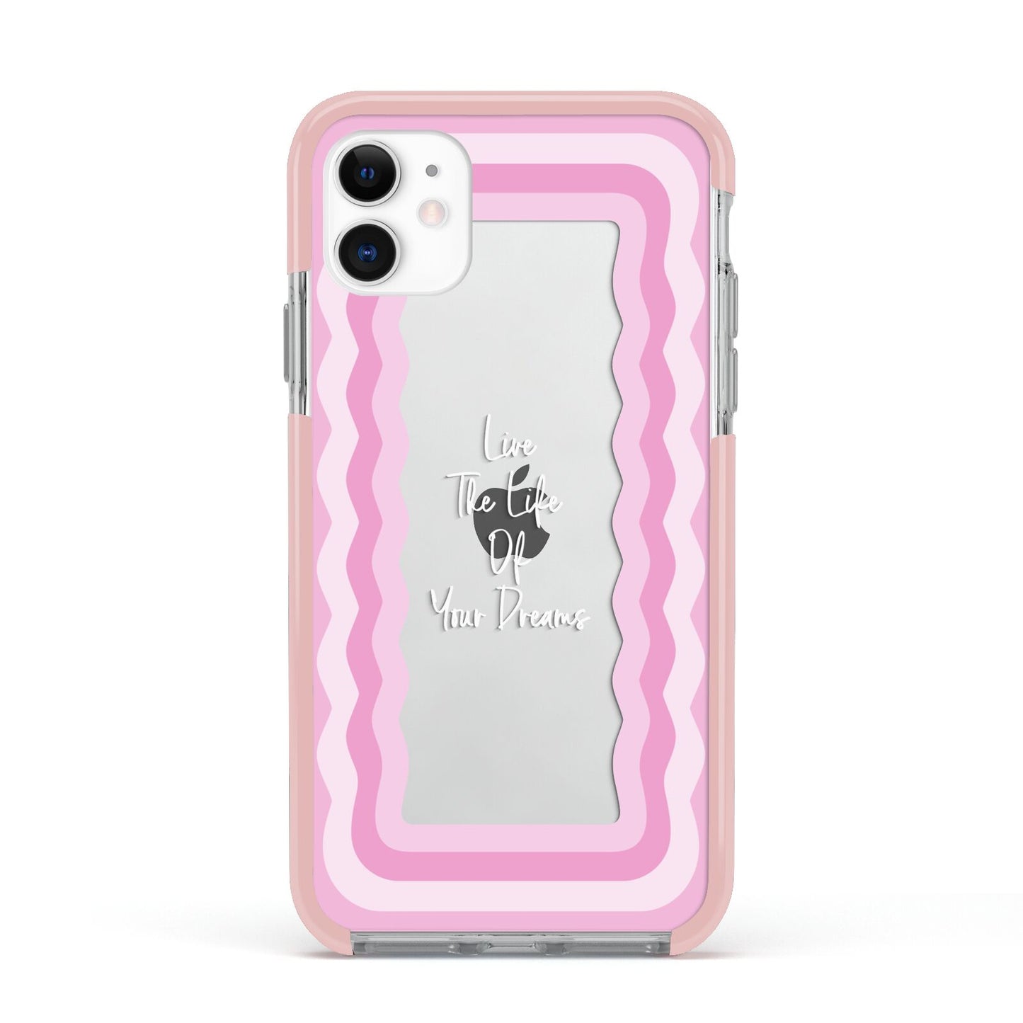 Pink Mirror Quote Apple iPhone 11 in White with Pink Impact Case