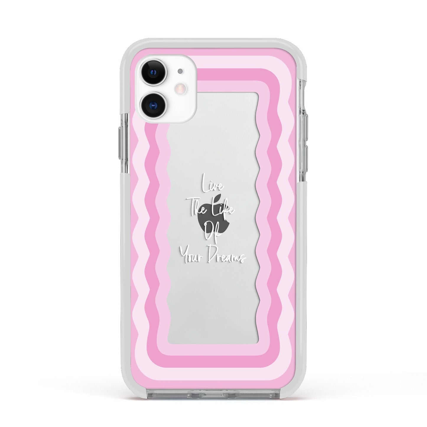 Pink Mirror Quote Apple iPhone 11 in White with White Impact Case