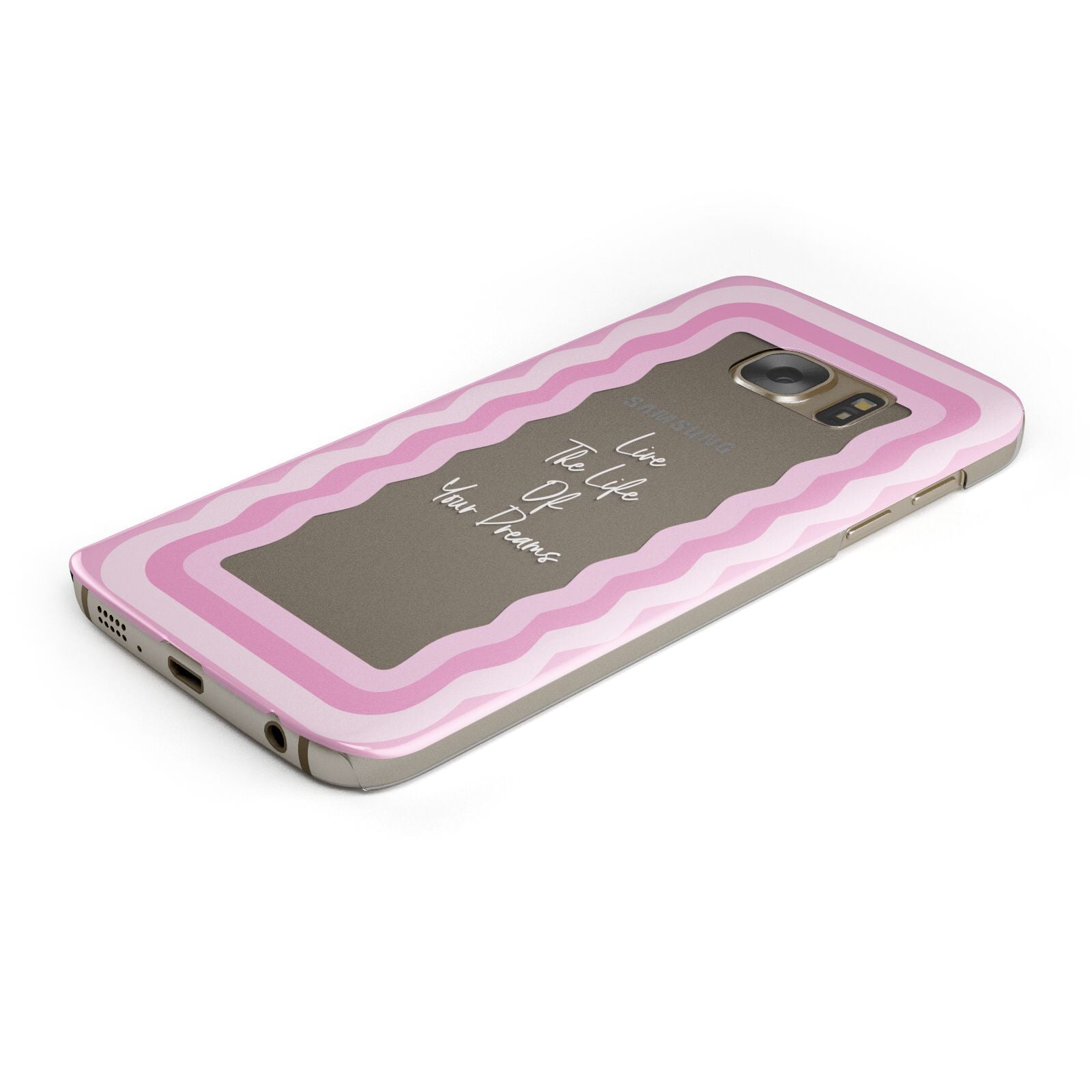 Pink Mirror Quote Protective Samsung Galaxy Case Angled Image