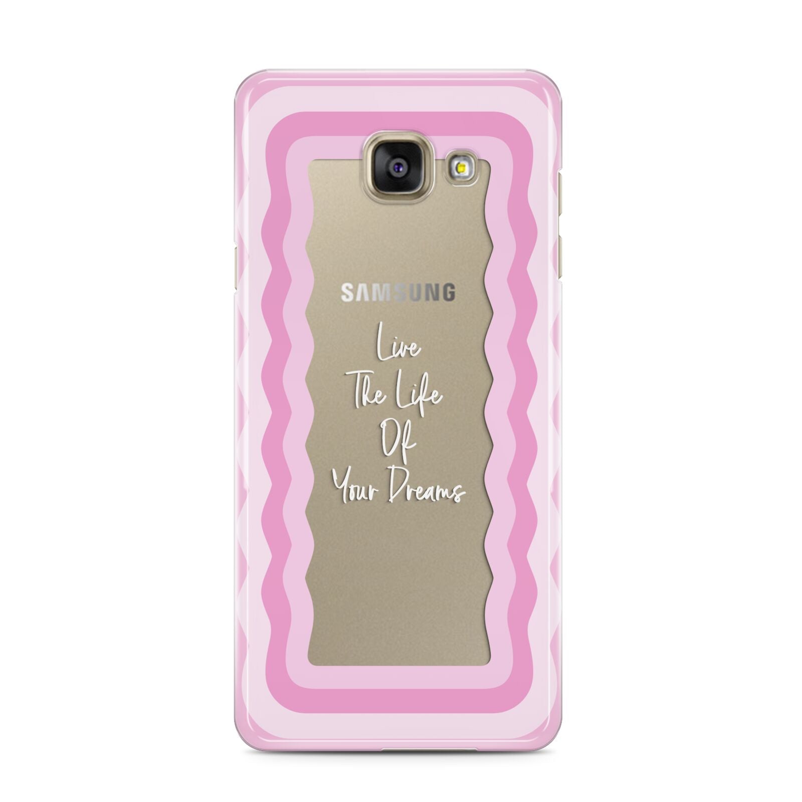 Pink Mirror Quote Samsung Galaxy A3 2016 Case on gold phone