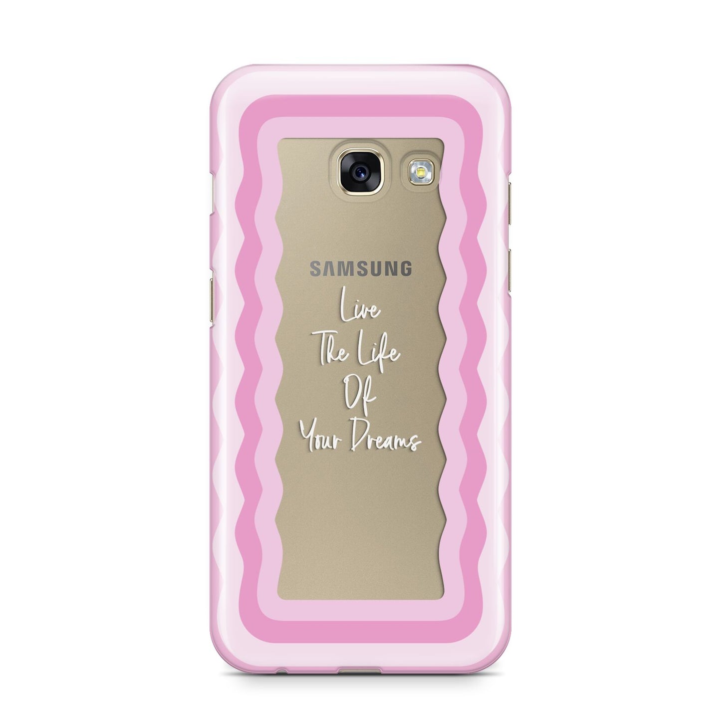 Pink Mirror Quote Samsung Galaxy A3 2017 Case on gold phone