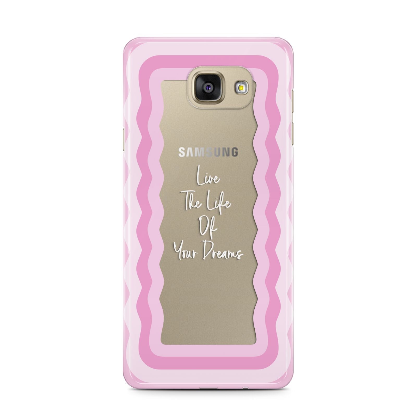 Pink Mirror Quote Samsung Galaxy A7 2016 Case on gold phone