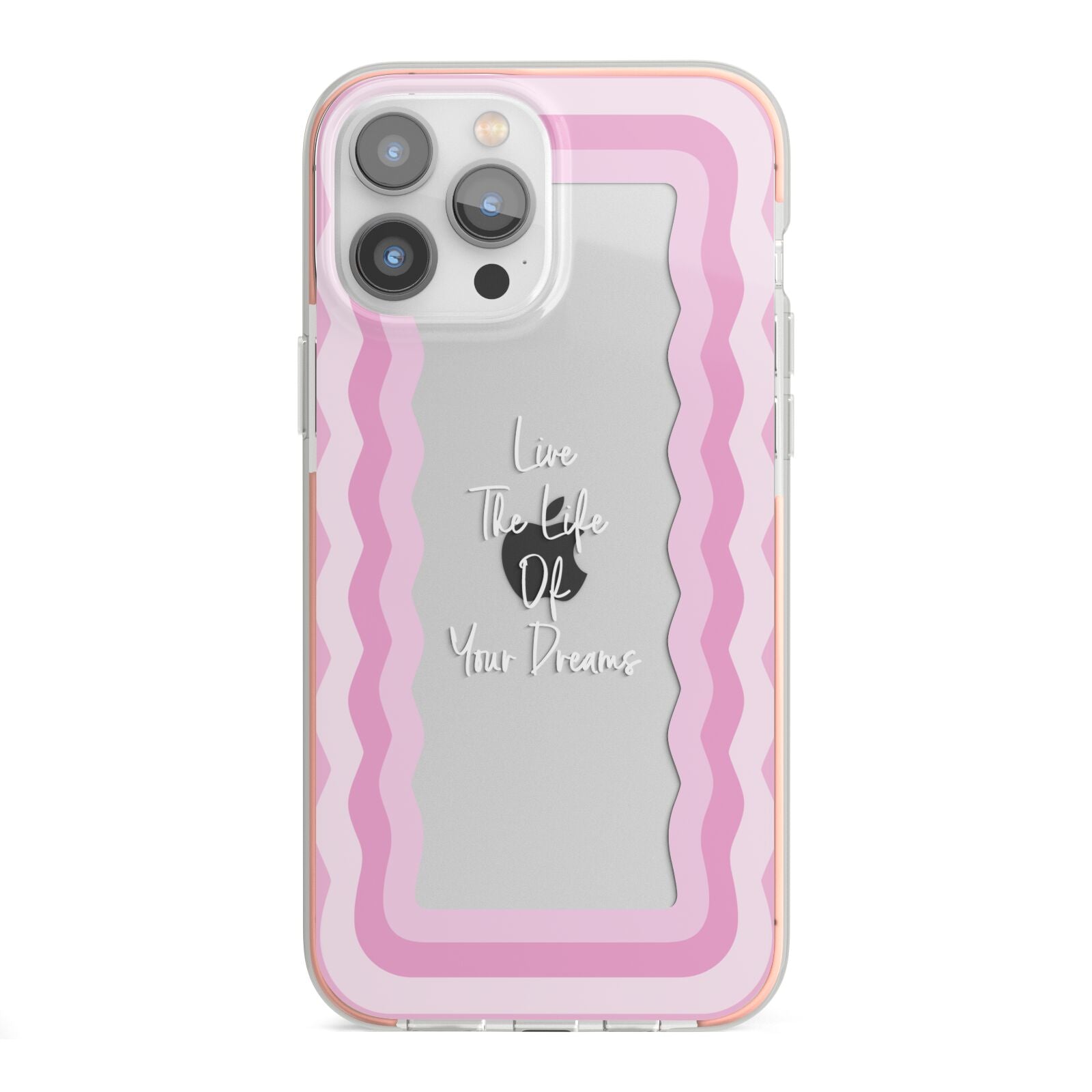 Pink Mirror Quote iPhone 13 Pro Max TPU Impact Case with Pink Edges