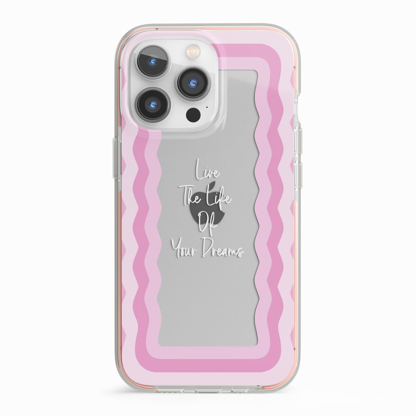 Pink Mirror Quote iPhone 13 Pro TPU Impact Case with Pink Edges