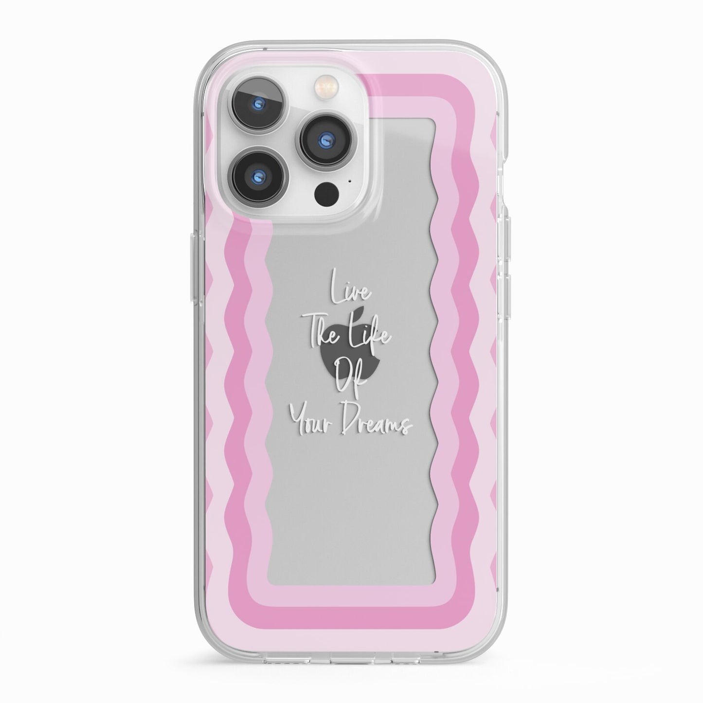 Pink Mirror Quote iPhone 13 Pro TPU Impact Case with White Edges