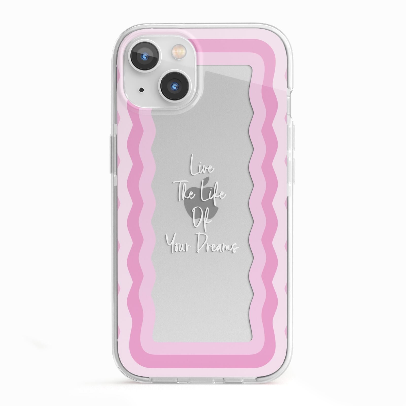 Pink Mirror Quote iPhone 13 TPU Impact Case with White Edges