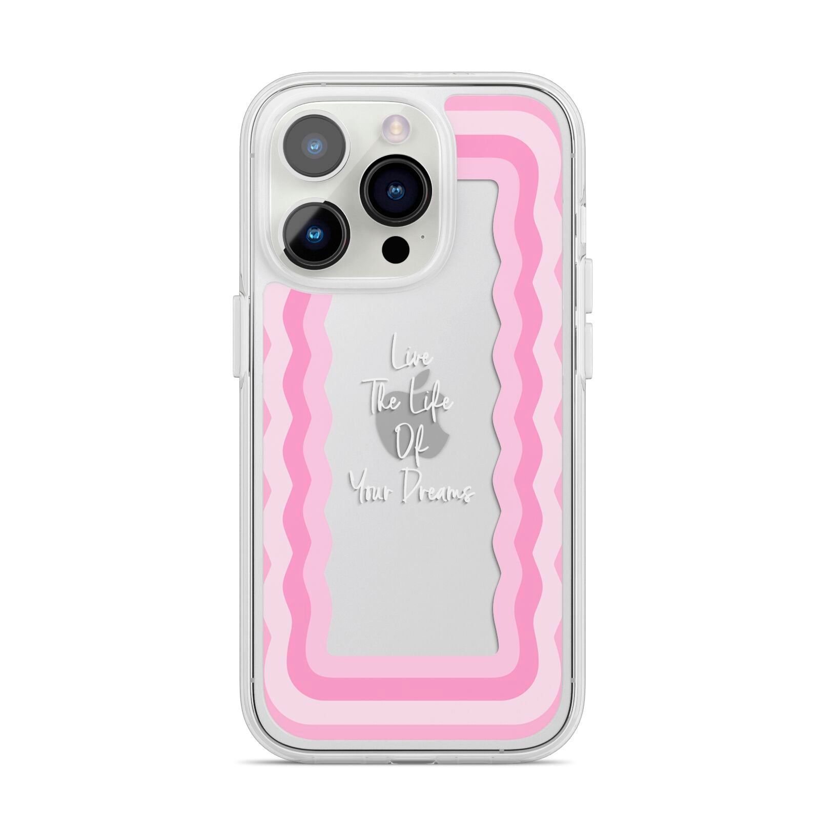 Pink Mirror Quote iPhone 14 Pro Clear Tough Case Silver