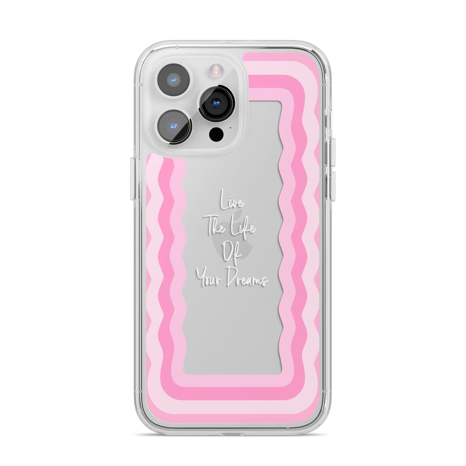 Pink Mirror Quote iPhone 14 Pro Max Clear Tough Case Silver