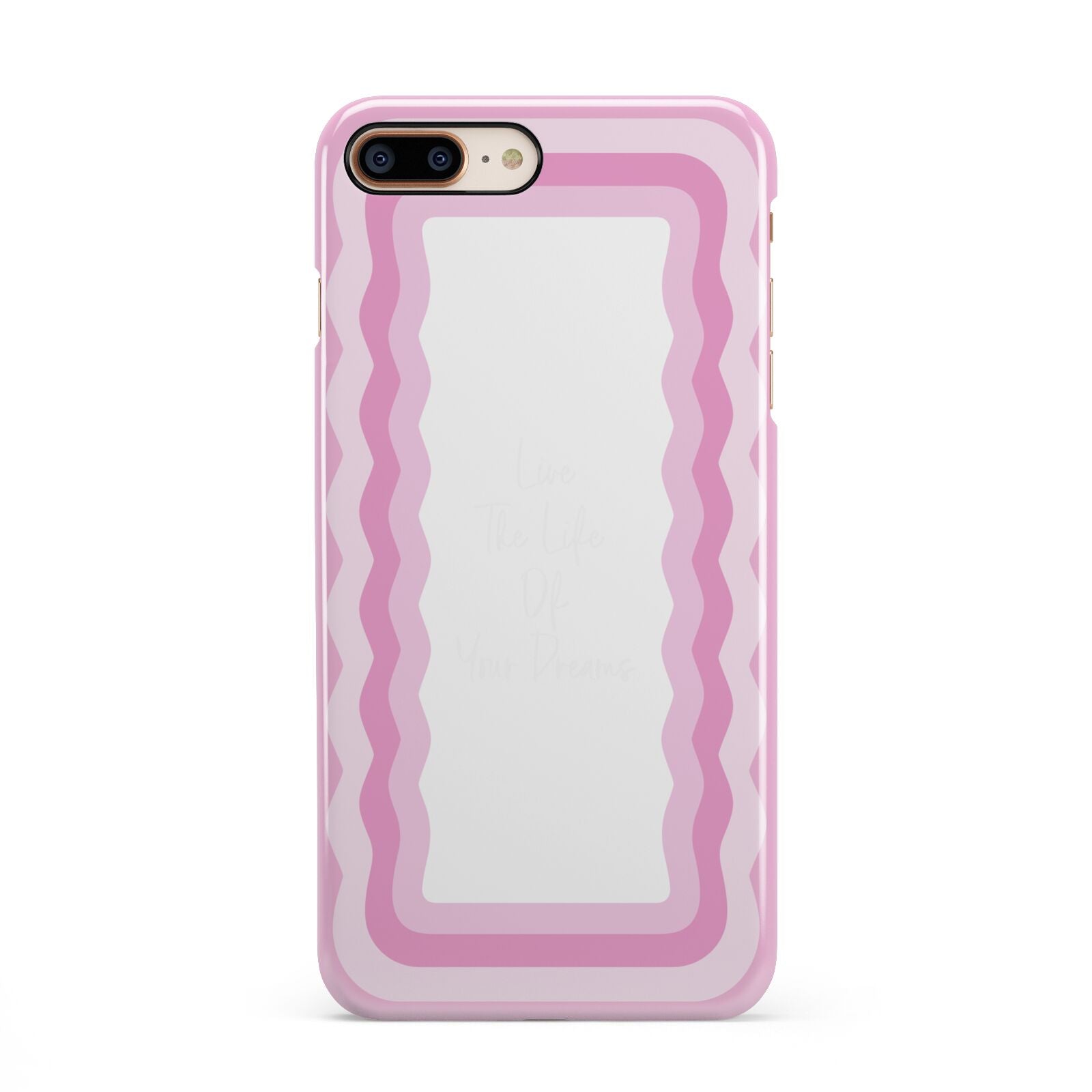 Pink Mirror Quote iPhone 8 Plus 3D Snap Case on Gold Phone