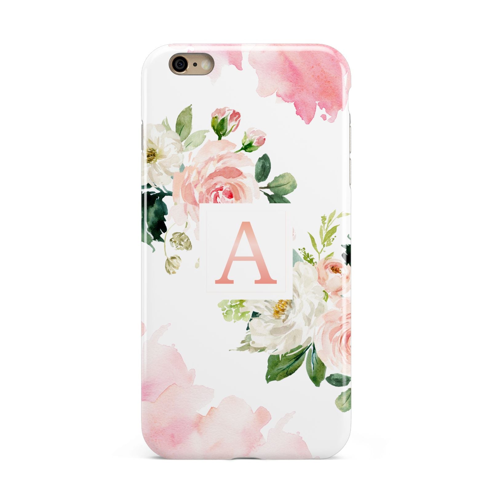 Pink Monogram Floral Roses Personalised Apple iPhone 6 Plus 3D Tough Case