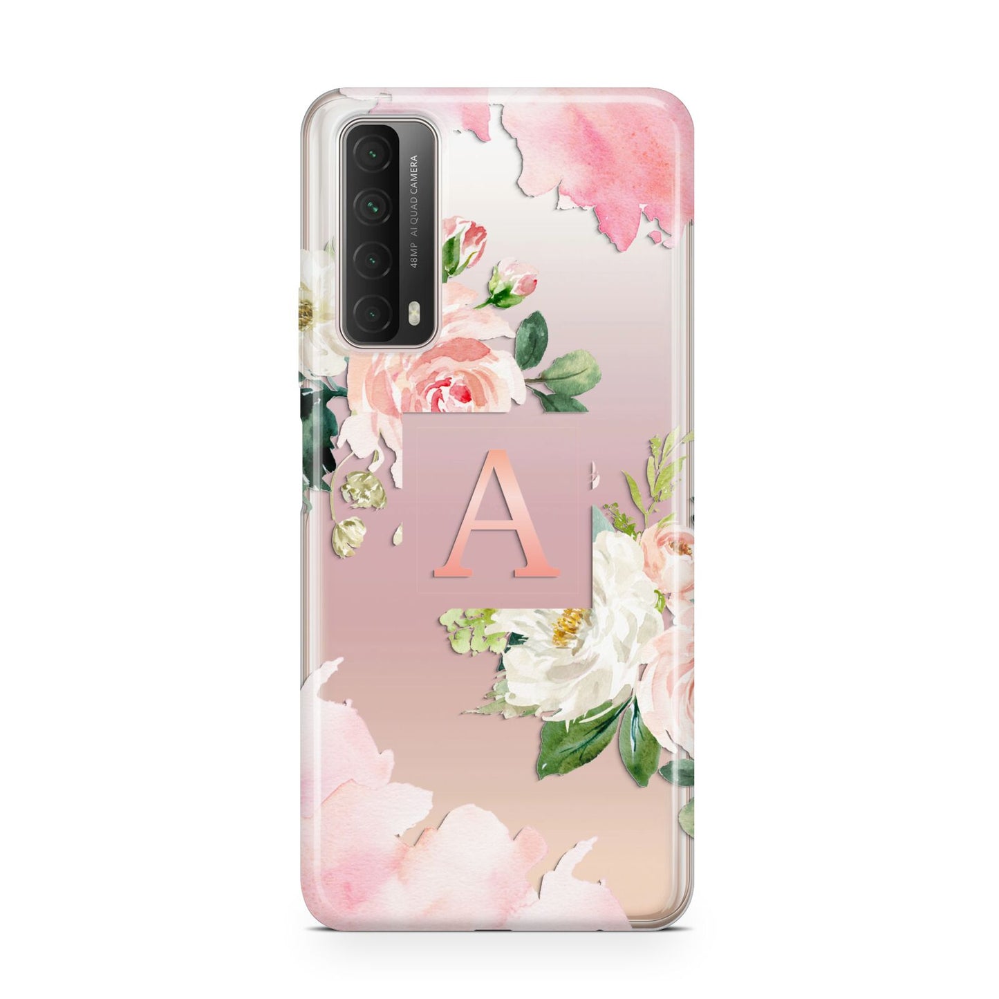 Pink Monogram Floral Roses Personalised Huawei P Smart 2021