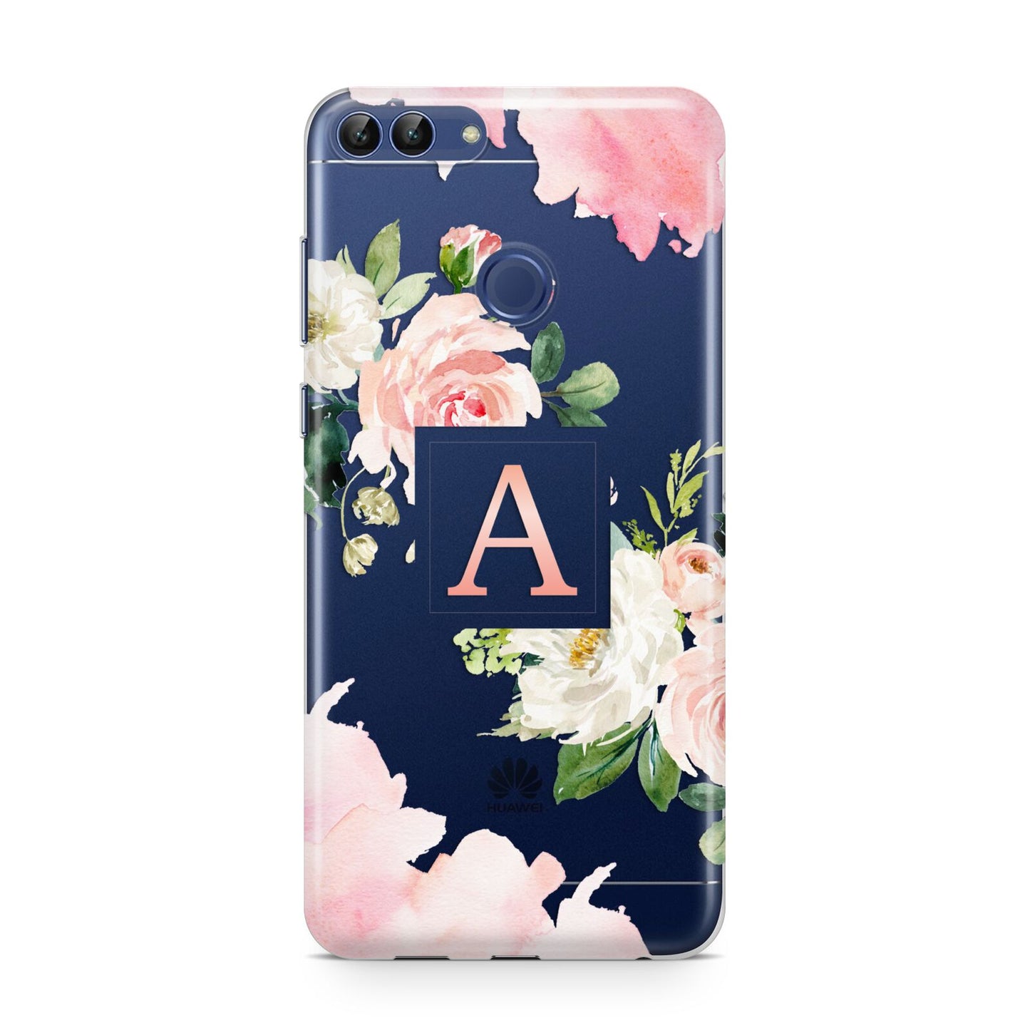 Pink Monogram Floral Roses Personalised Huawei P Smart Case