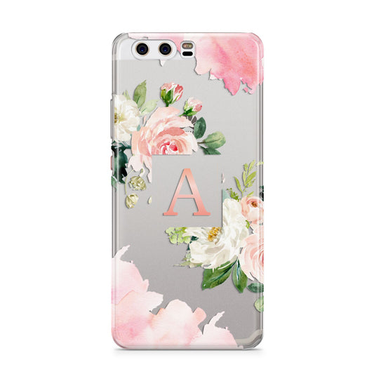 Pink Monogram Floral Roses Personalised Huawei P10 Phone Case