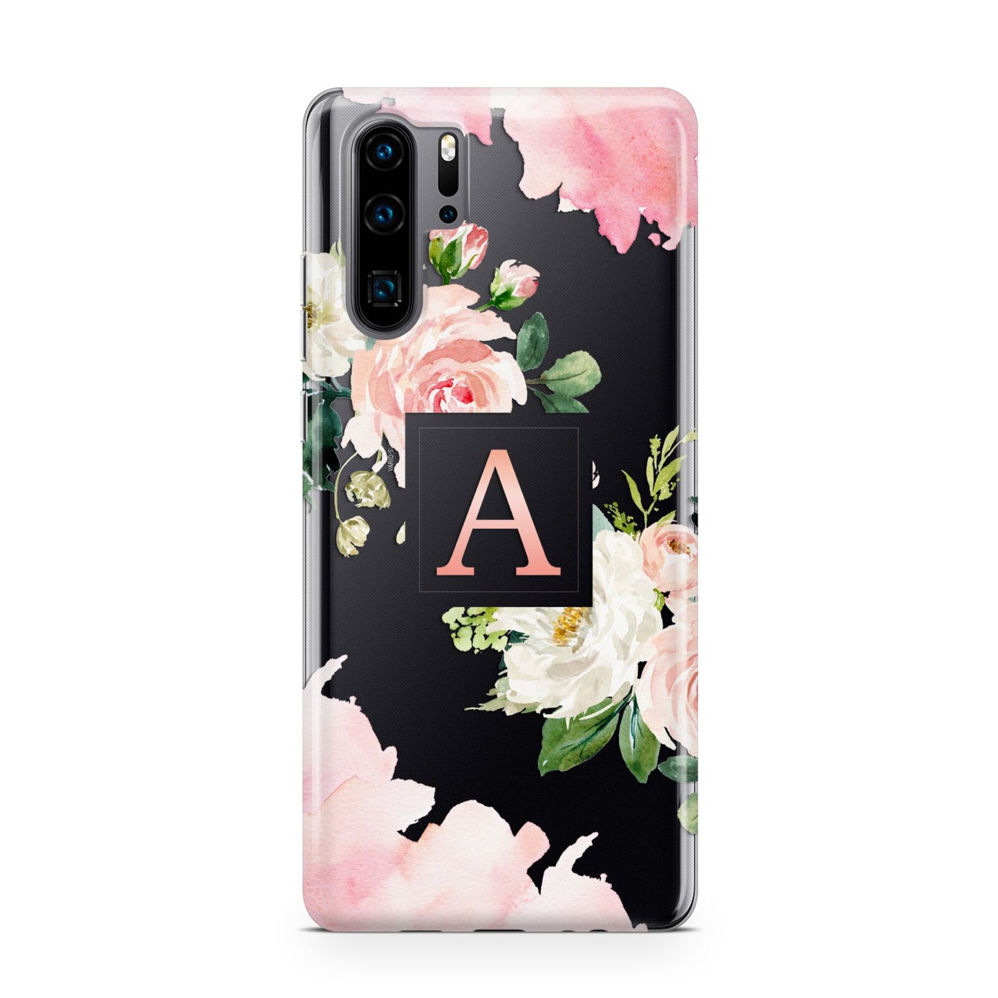 Pink Monogram Floral Roses Personalised Huawei P30 Pro Phone Case