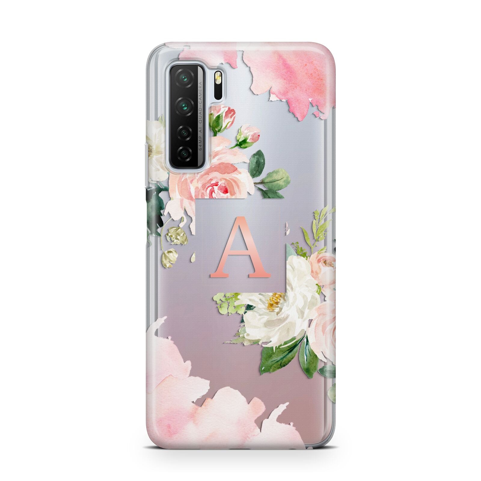 Pink Monogram Floral Roses Personalised Huawei P40 Lite 5G Phone Case