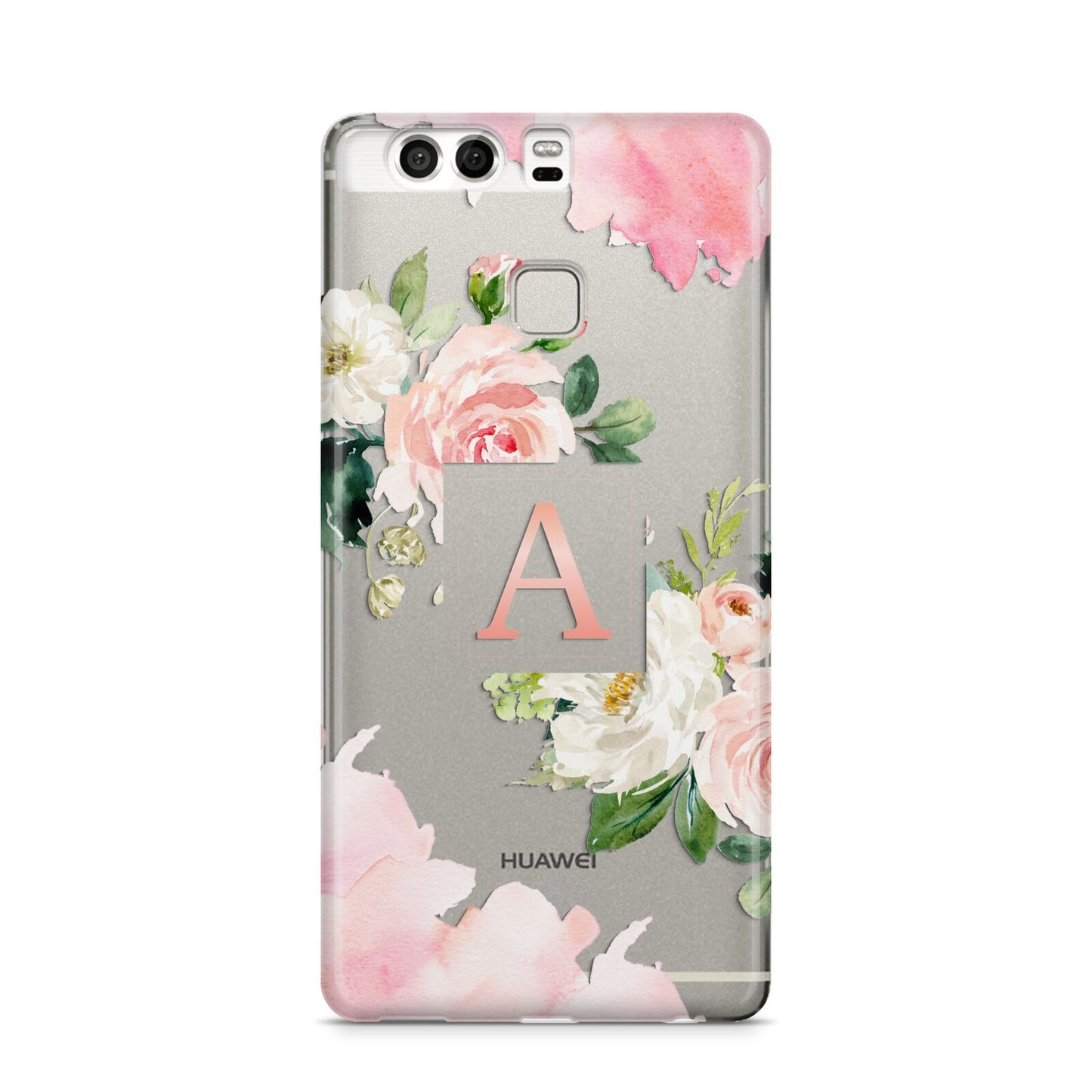 Pink Monogram Floral Roses Personalised Huawei P9 Case