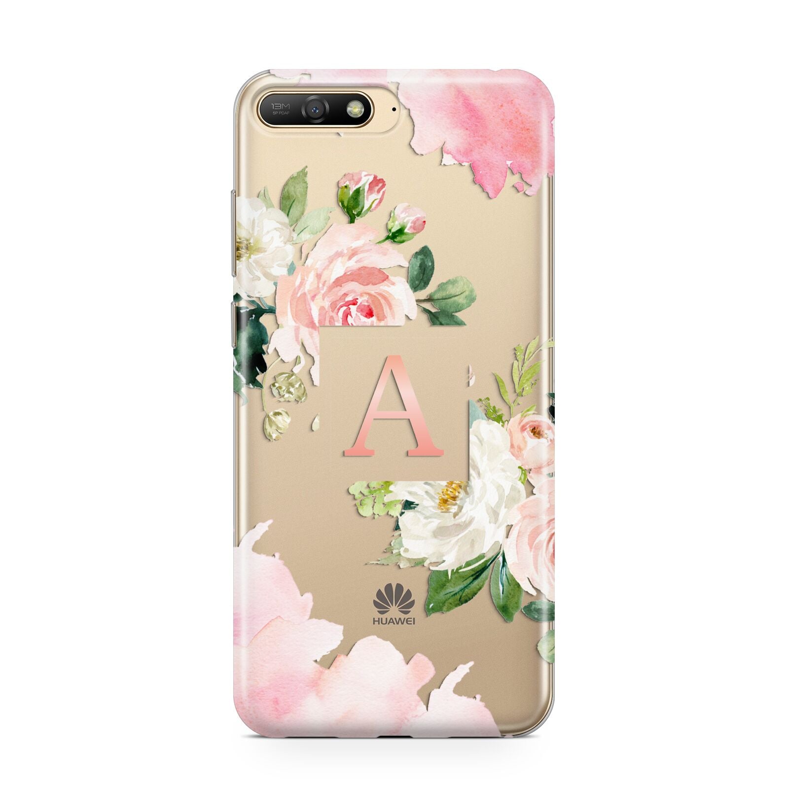 Pink Monogram Floral Roses Personalised Huawei Y6 2018