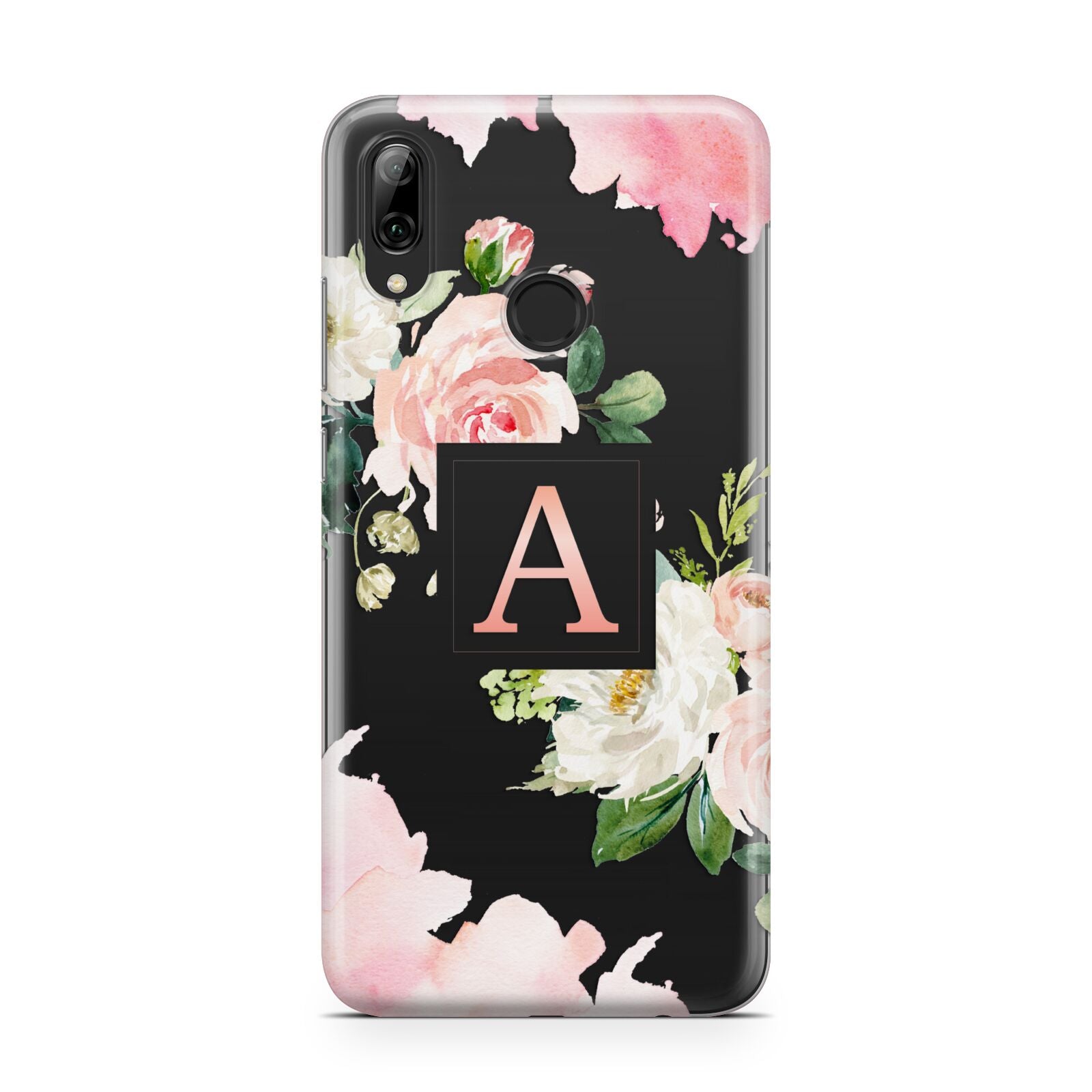 Pink Monogram Floral Roses Personalised Huawei Y7 2019