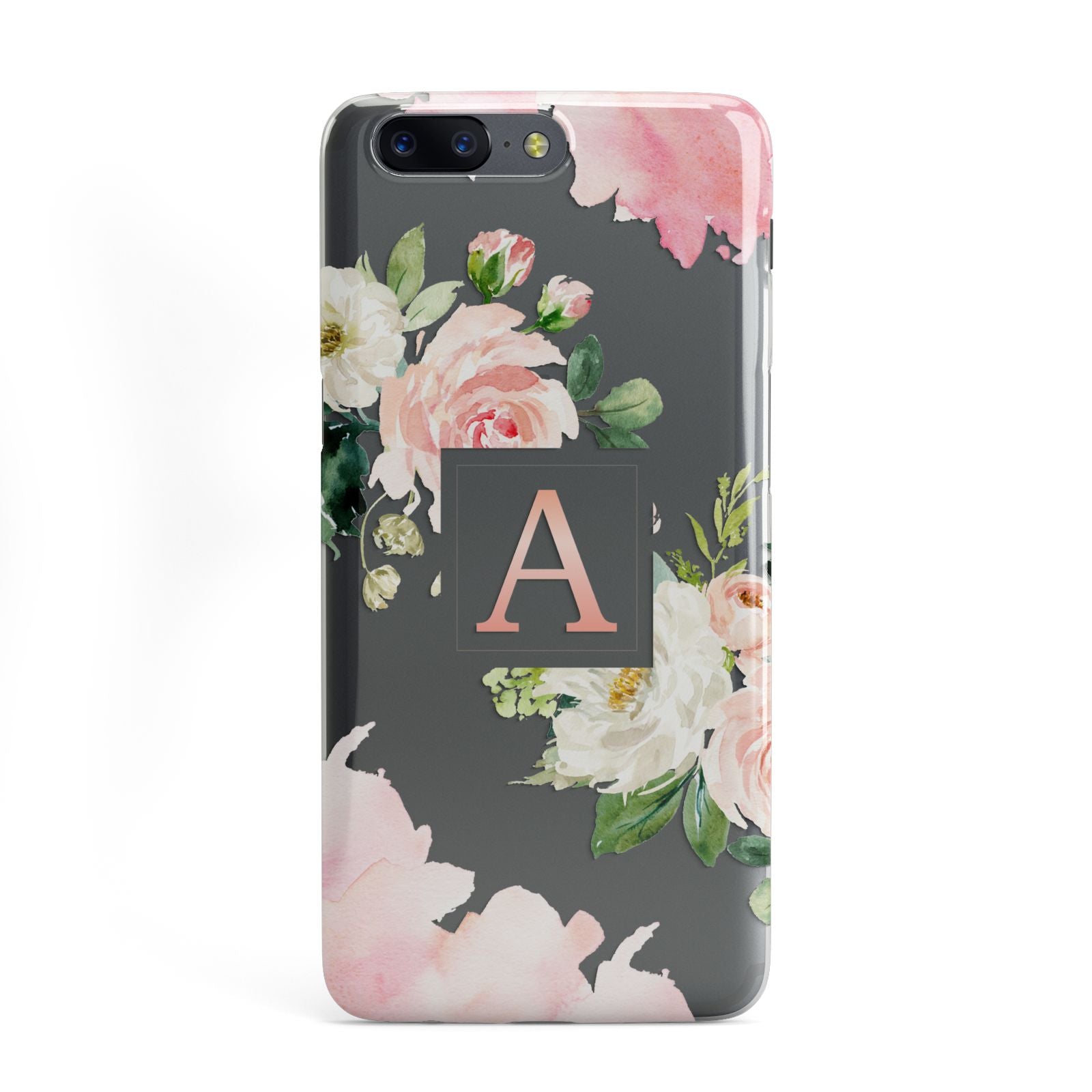 Pink Monogram Floral Roses Personalised OnePlus Case