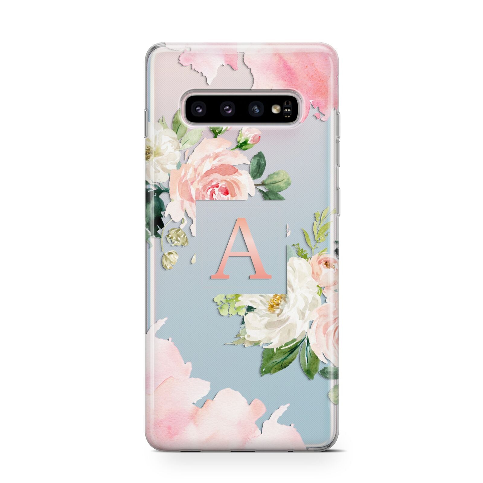 Pink Monogram Floral Roses Personalised Protective Samsung Galaxy Case