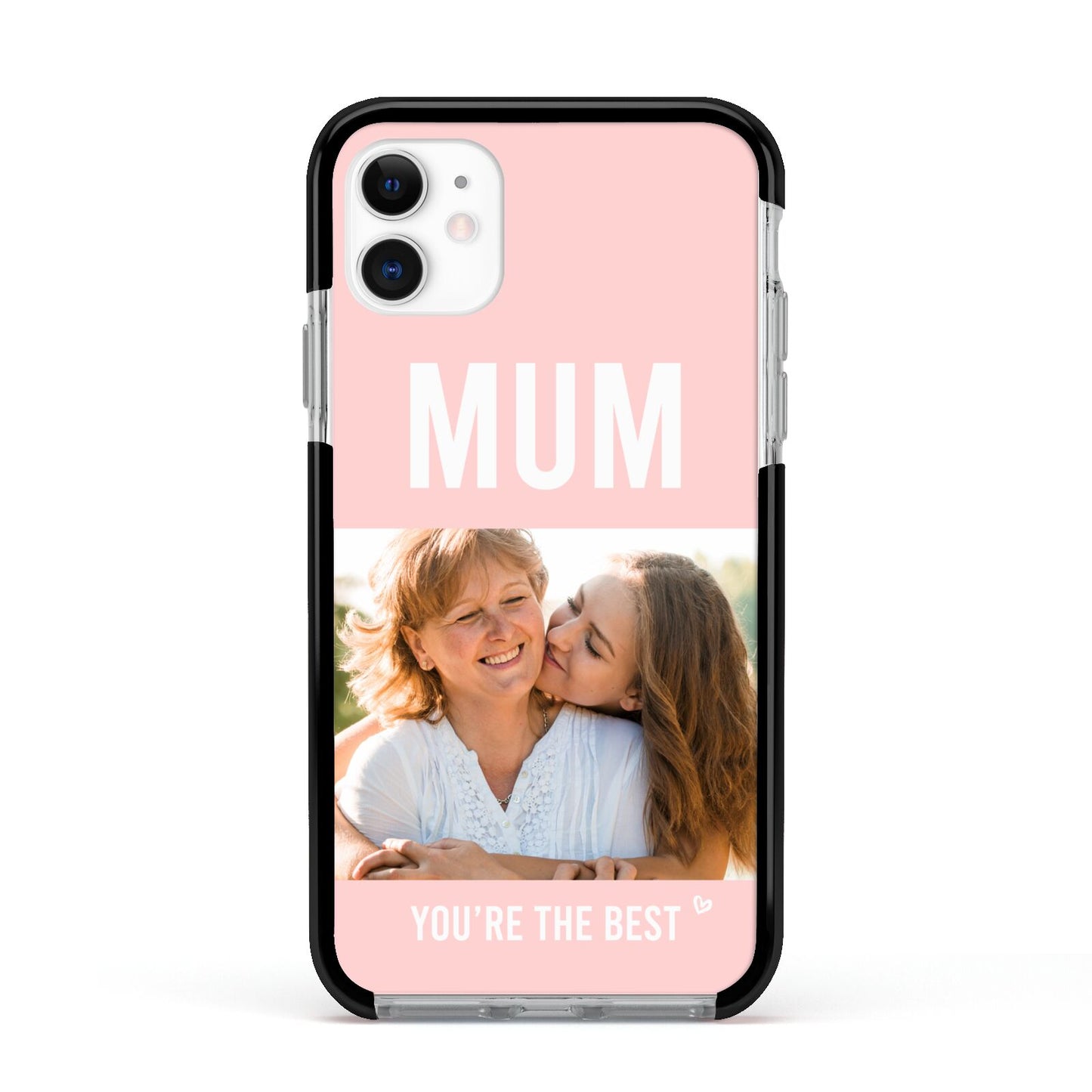 Pink Mothers Day Photo Apple iPhone 11 in White with Black Impact Case