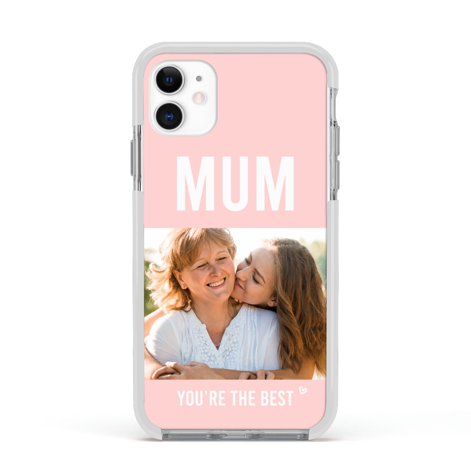 Pink Mothers Day Photo Apple iPhone 11 in White with White Impact Case