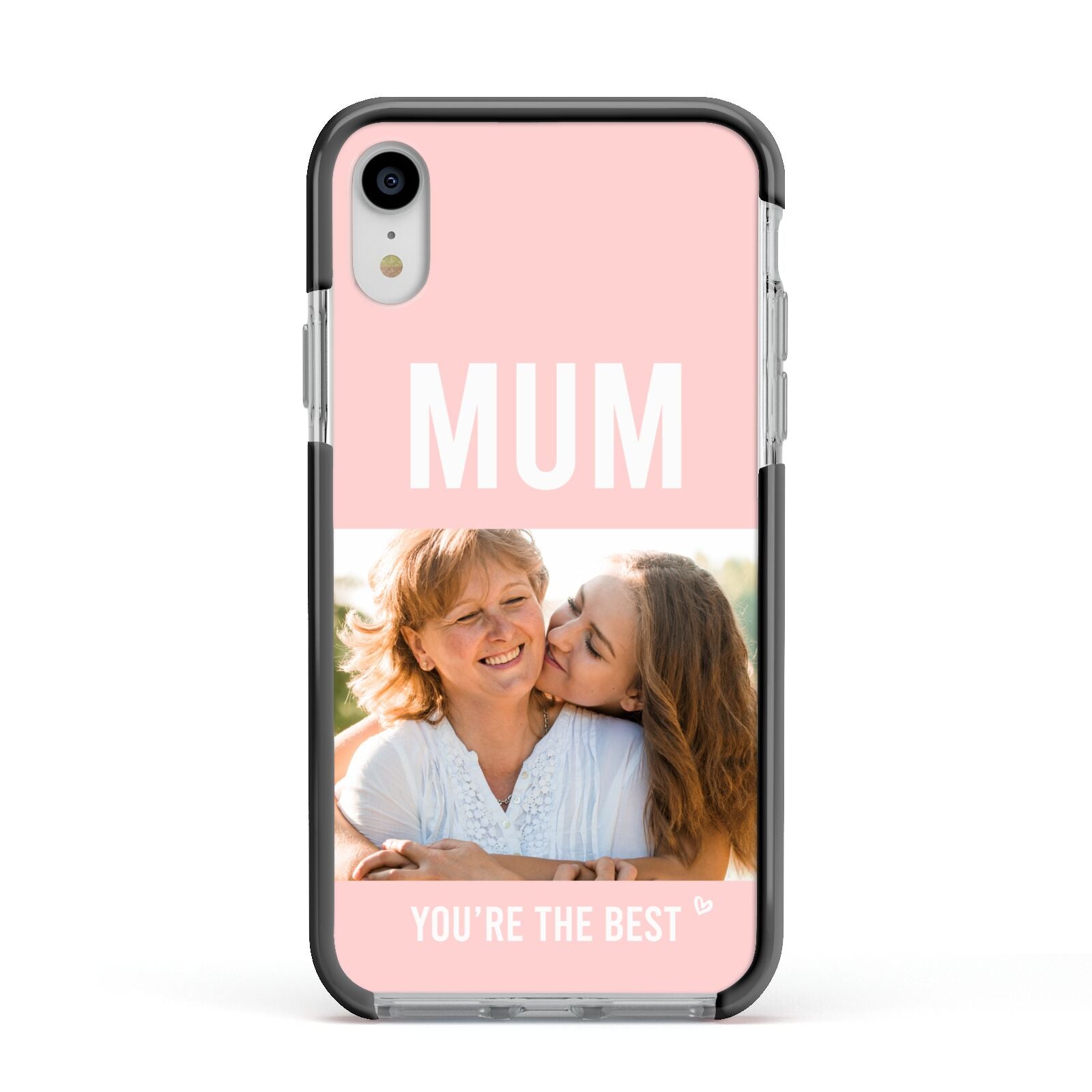 Pink Mothers Day Photo Apple iPhone XR Impact Case Black Edge on Silver Phone