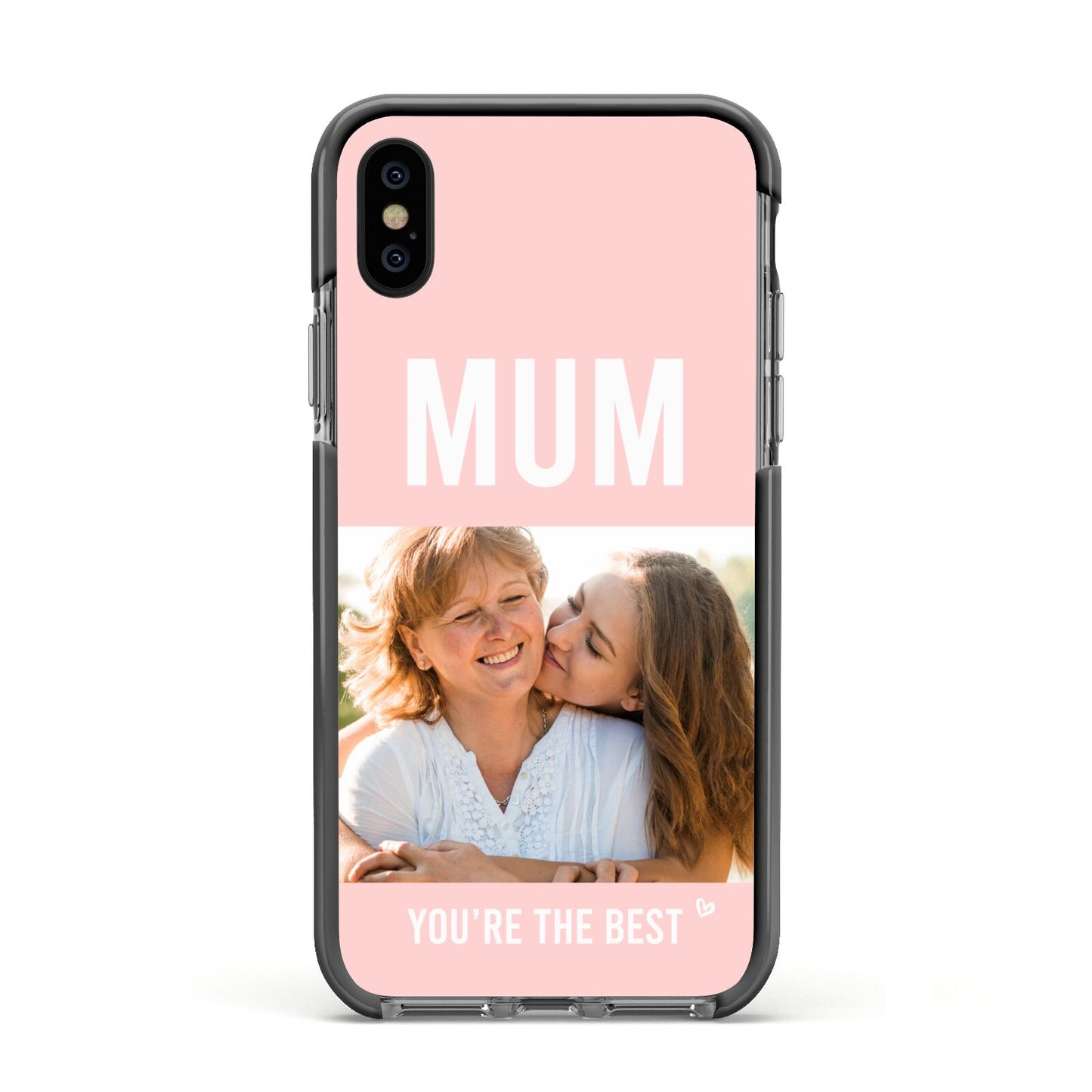 Pink Mothers Day Photo Apple iPhone Xs Impact Case Black Edge on Black Phone