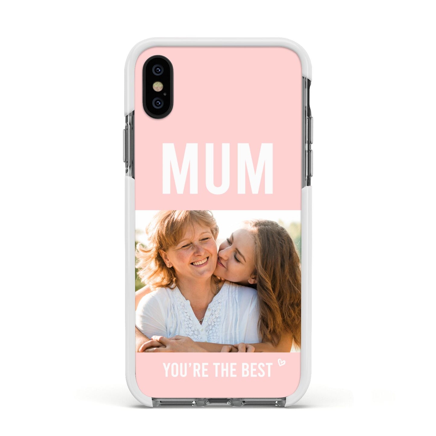 Pink Mothers Day Photo Apple iPhone Xs Impact Case White Edge on Black Phone