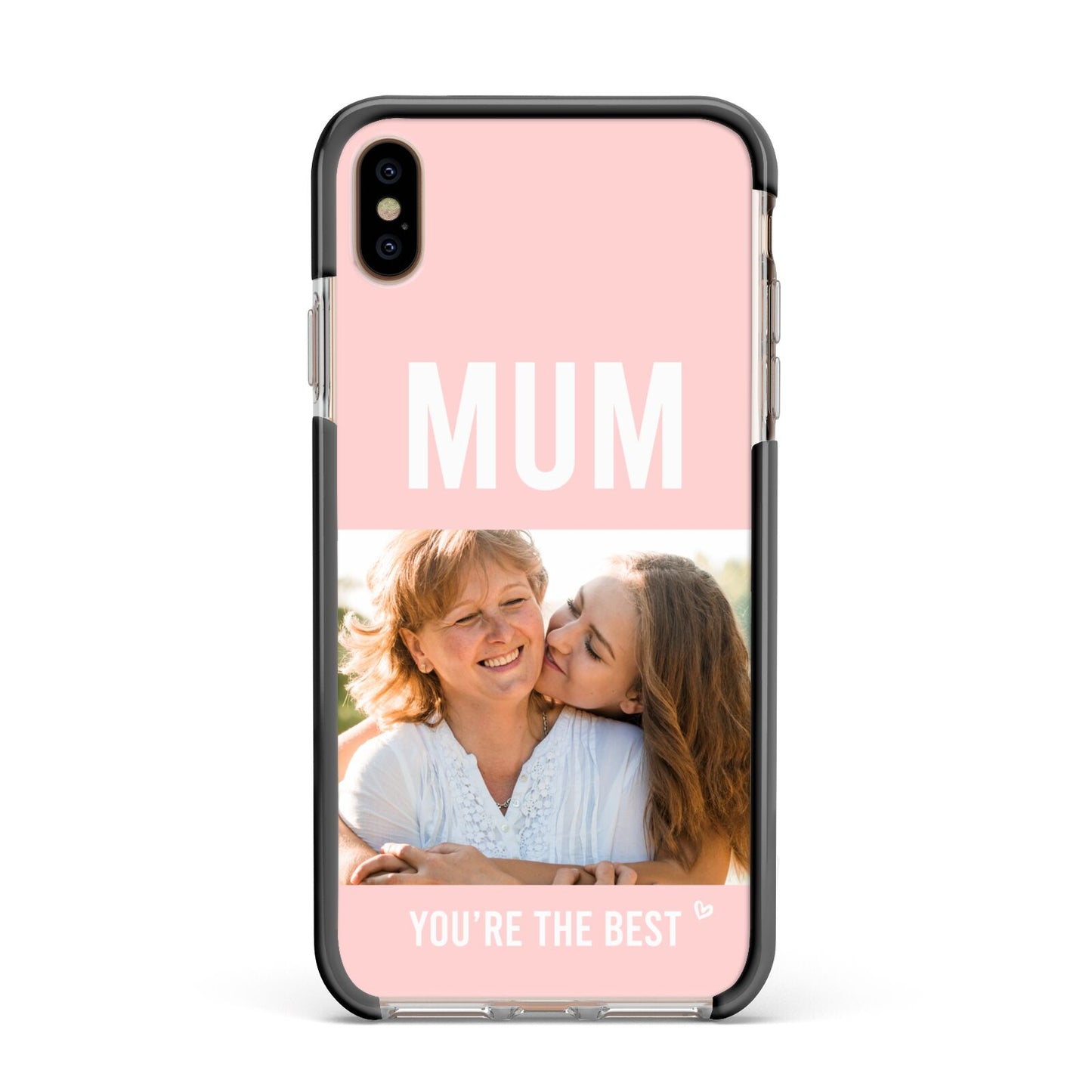 Pink Mothers Day Photo Apple iPhone Xs Max Impact Case Black Edge on Gold Phone