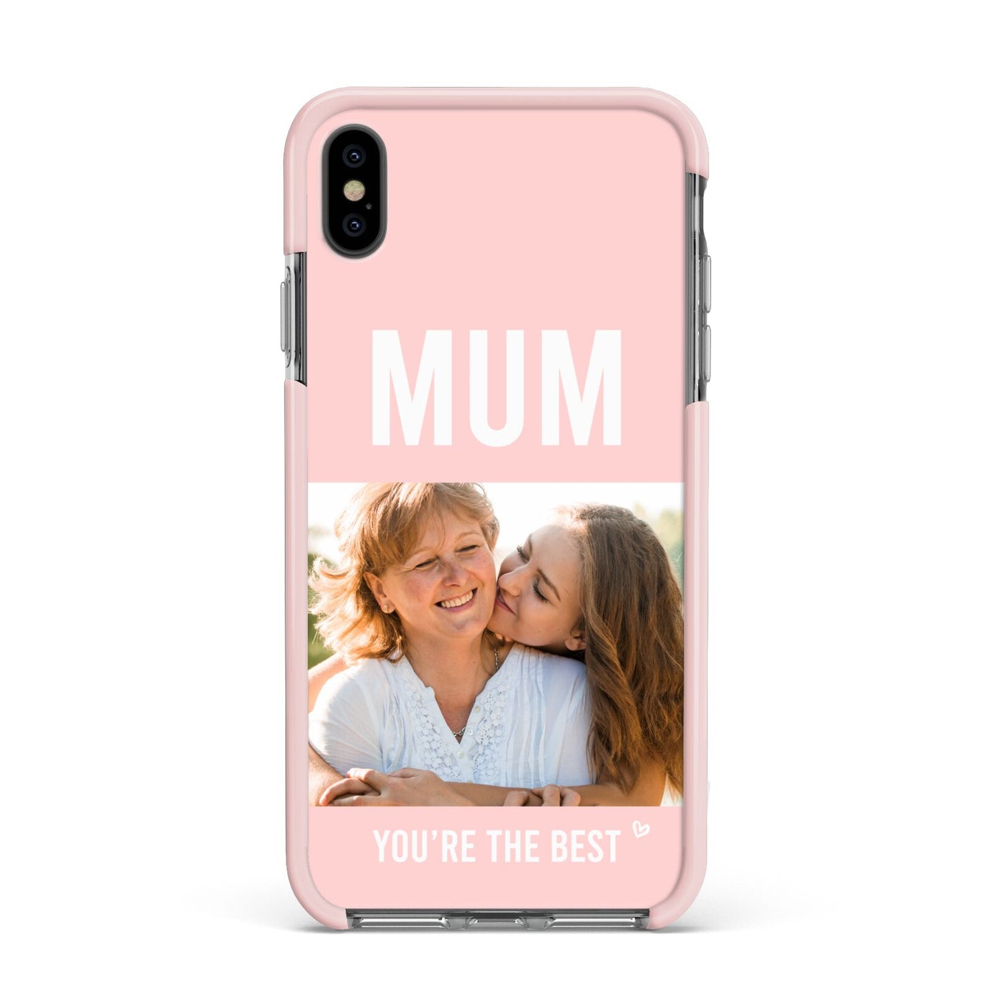 Pink Mothers Day Photo Apple iPhone Xs Max Impact Case Pink Edge on Black Phone