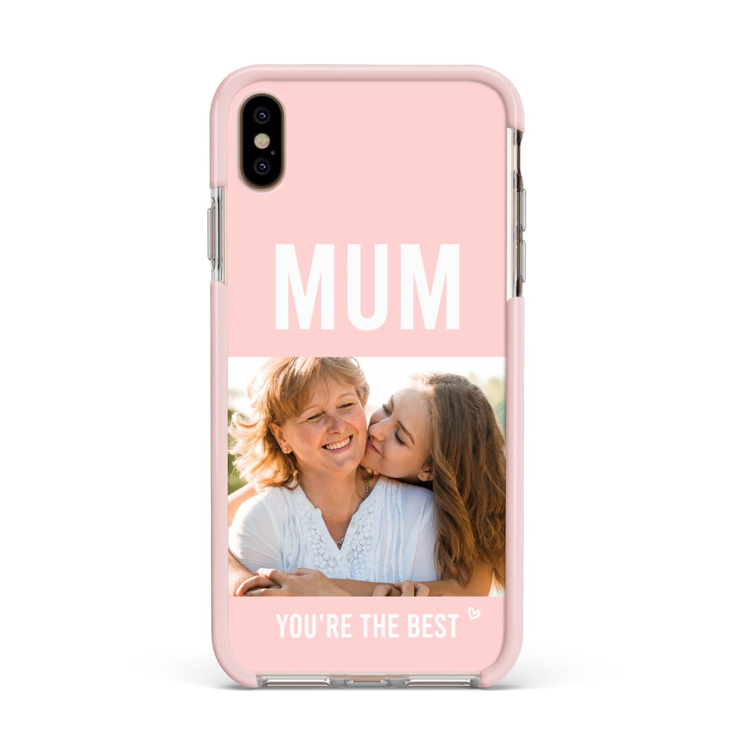 Pink Mothers Day Photo Apple iPhone Xs Max Impact Case Pink Edge on Gold Phone