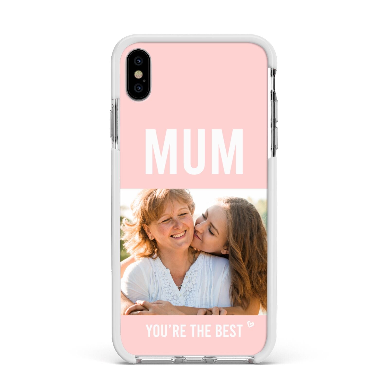 Pink Mothers Day Photo Apple iPhone Xs Max Impact Case White Edge on Silver Phone