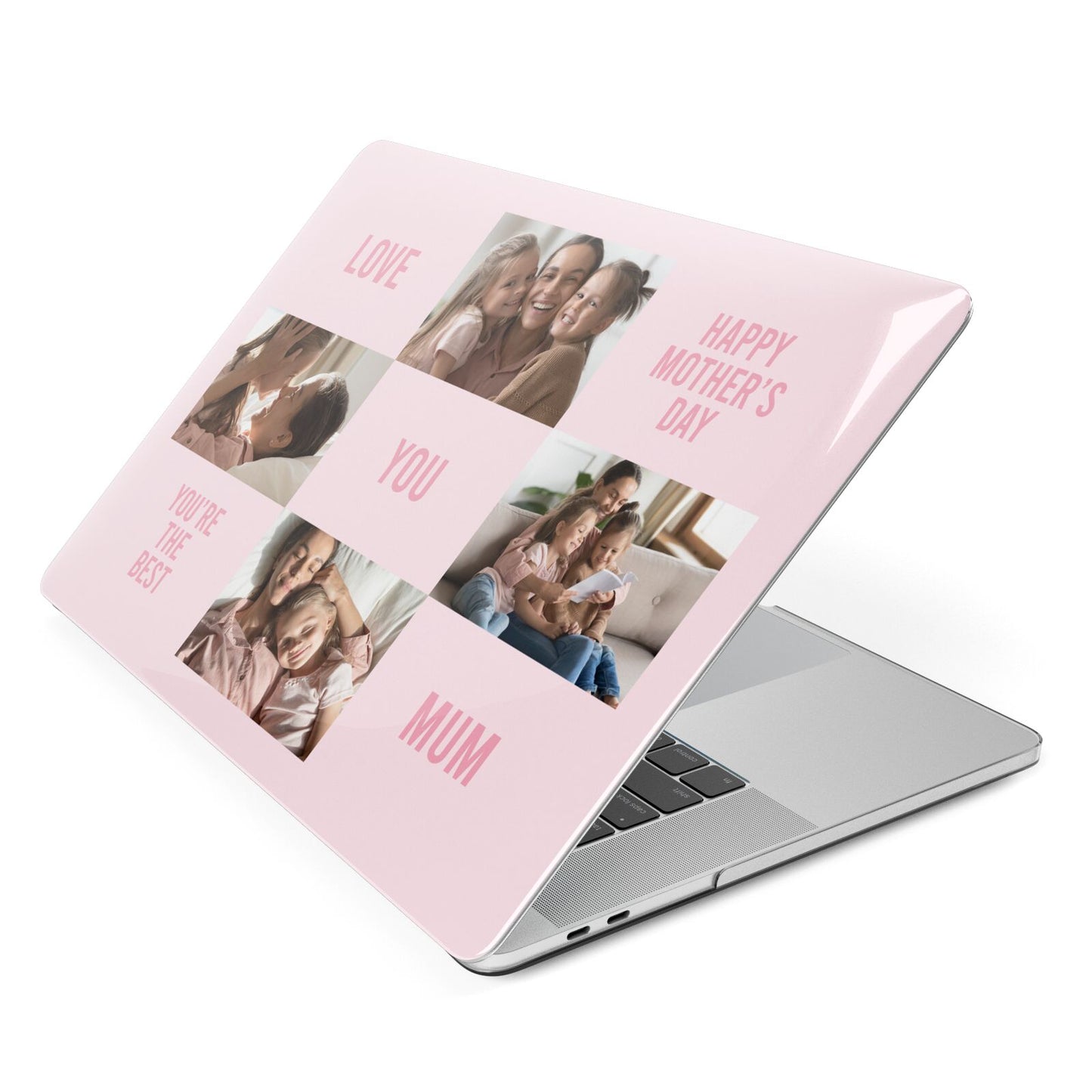 Pink Mothers Day Photo Collage Apple MacBook Case Side View