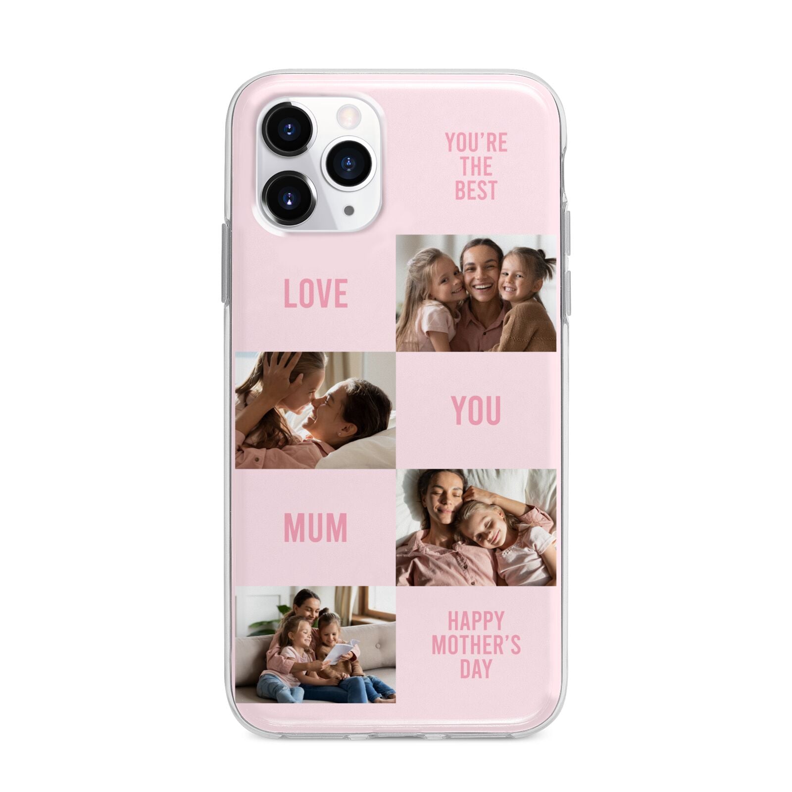 Pink Mothers Day Photo Collage Apple iPhone 11 Pro Max in Silver with Bumper Case