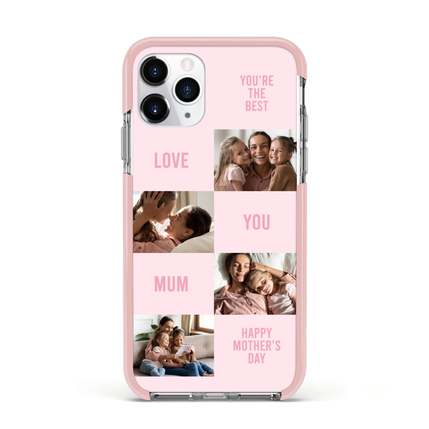 Pink Mothers Day Photo Collage Apple iPhone 11 Pro in Silver with Pink Impact Case